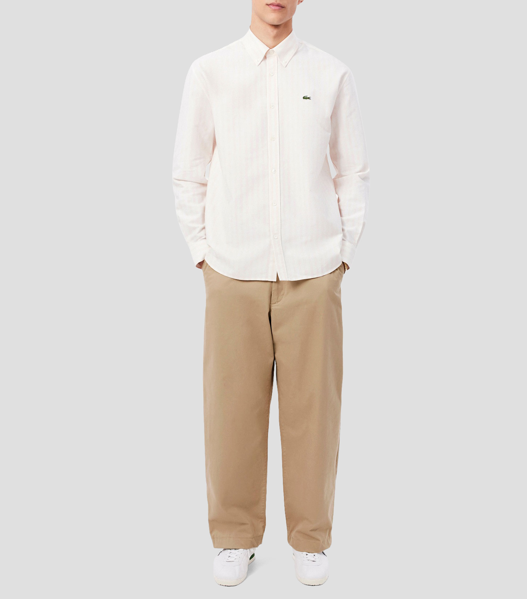 Camisa con rayas manga larga Hombre